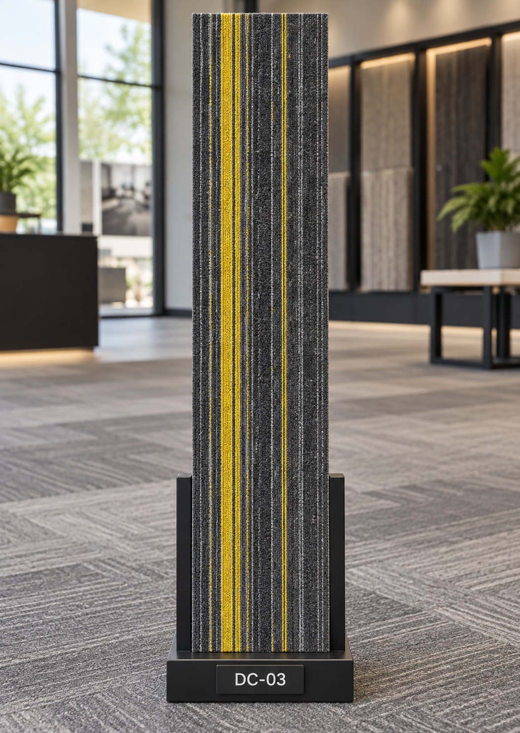 DC-03 – Yellow Accent Carpet Tile — Luxury carpet tiles — 25cm × 100cm · 28 pcs per box — supplied by Afeef Maimun, Nairobi and Mombasa