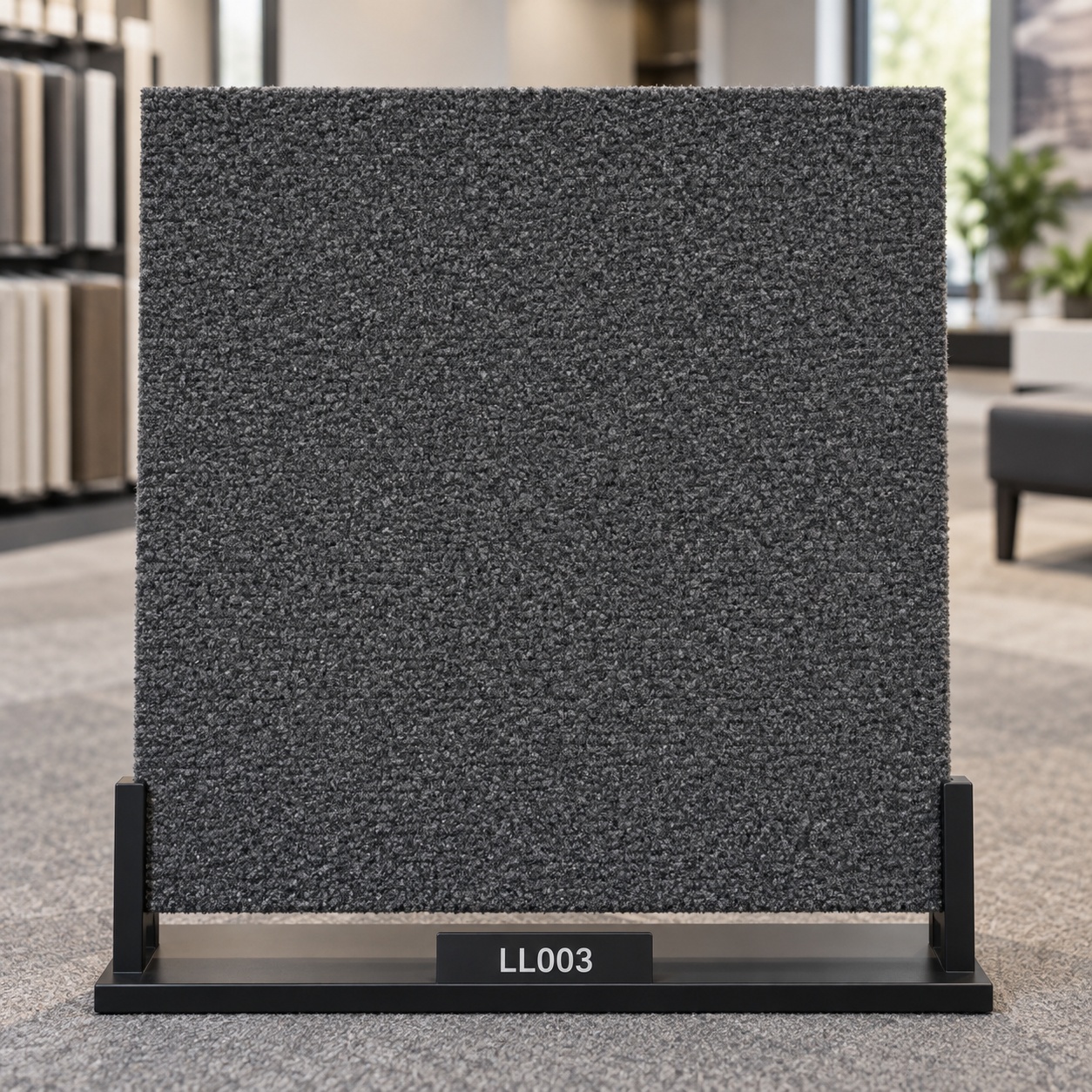 LL003 – Dark Grey Carpet Tile — Luxury carpet tiles — 50 × 50 cm — supplied by Afeef Maimun, Nairobi and Mombasa