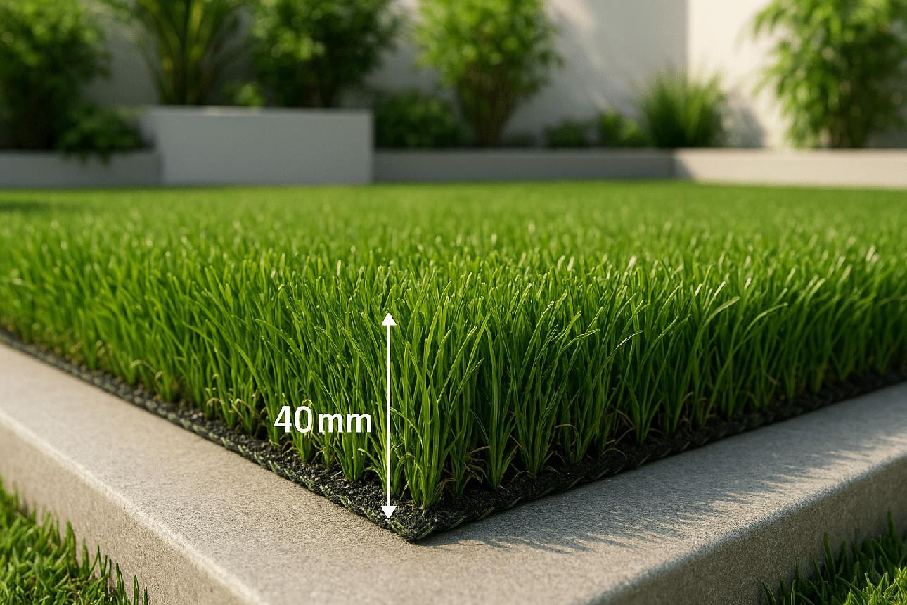 Afeef 40 mm Artificial Grass Carpet (KHAN) — Afeef grass carpets — Roll 25 m × 2 m (50 m²) · 40mm pile — supplied by Afeef Maimun, Nairobi and Mombasa