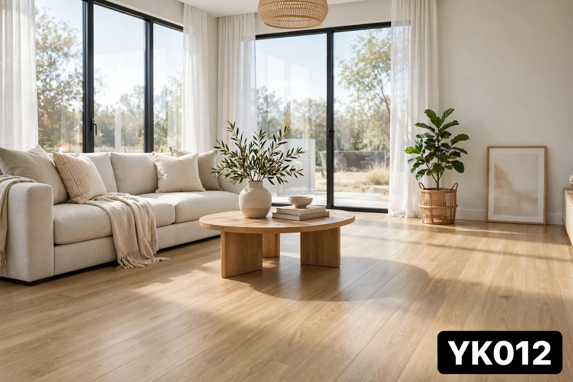 YK012 Luxury Vinyl Dry Back Flooring – Light Natural Wood — Luxury spc flooring — 914.4 × 150mm × 2.5mm — laid by Afeef Maimun, Nairobi and Mombasa
