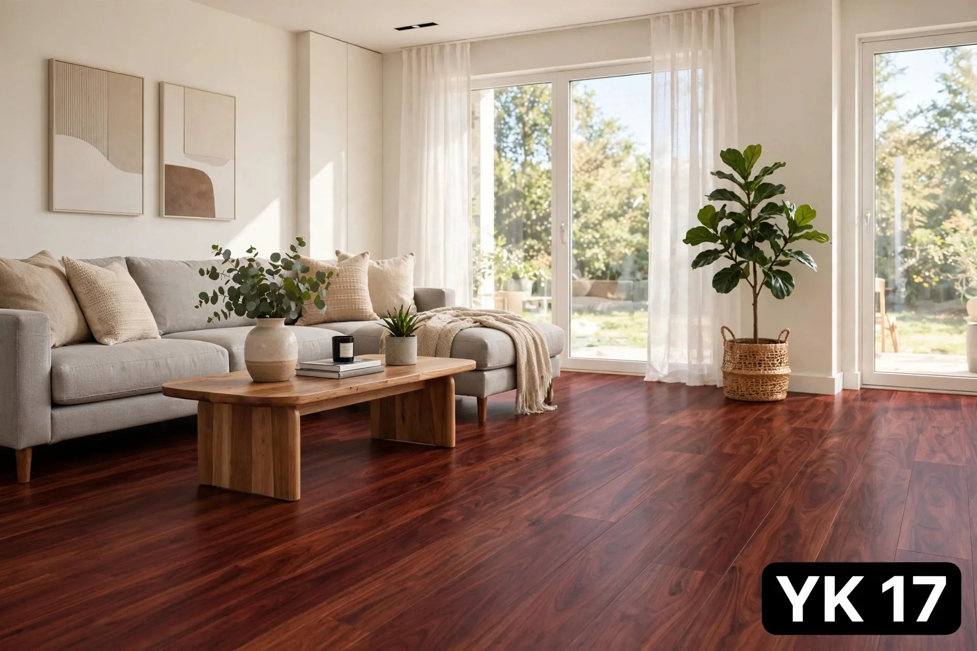 YK017 Luxury Vinyl Dry Back Flooring – Dark Mahogany Wood — Luxury spc flooring — 914.4 × 150mm × 2.5mm — laid by Afeef Maimun, Nairobi and Mombasa