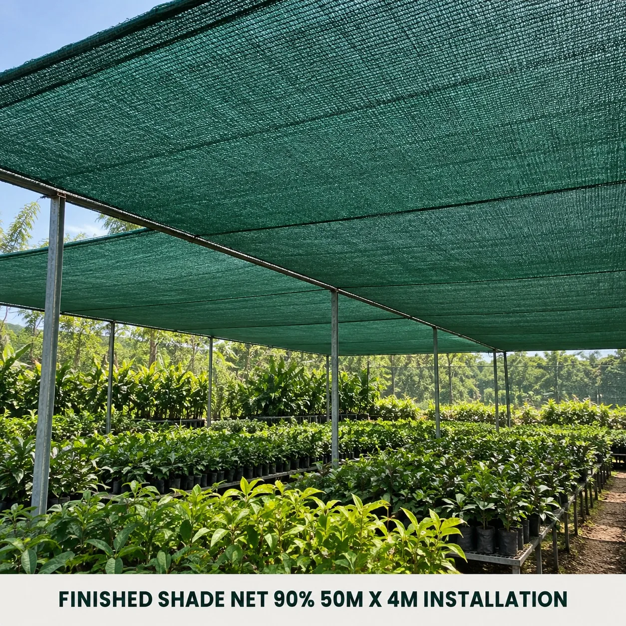 Privacy Screen Shade Net 90% Dark Green with Woven Eyelets — shade nets — 50M*4M — laid by Afeef Maimun, Nairobi and Mombasa