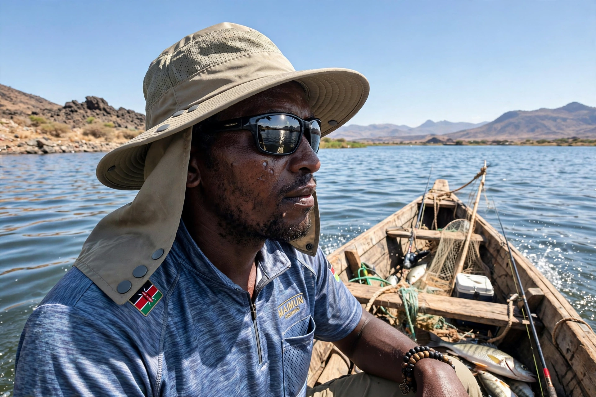 Sun Hat — fishing apparel — laid by Afeef Maimun, Nairobi and Mombasa