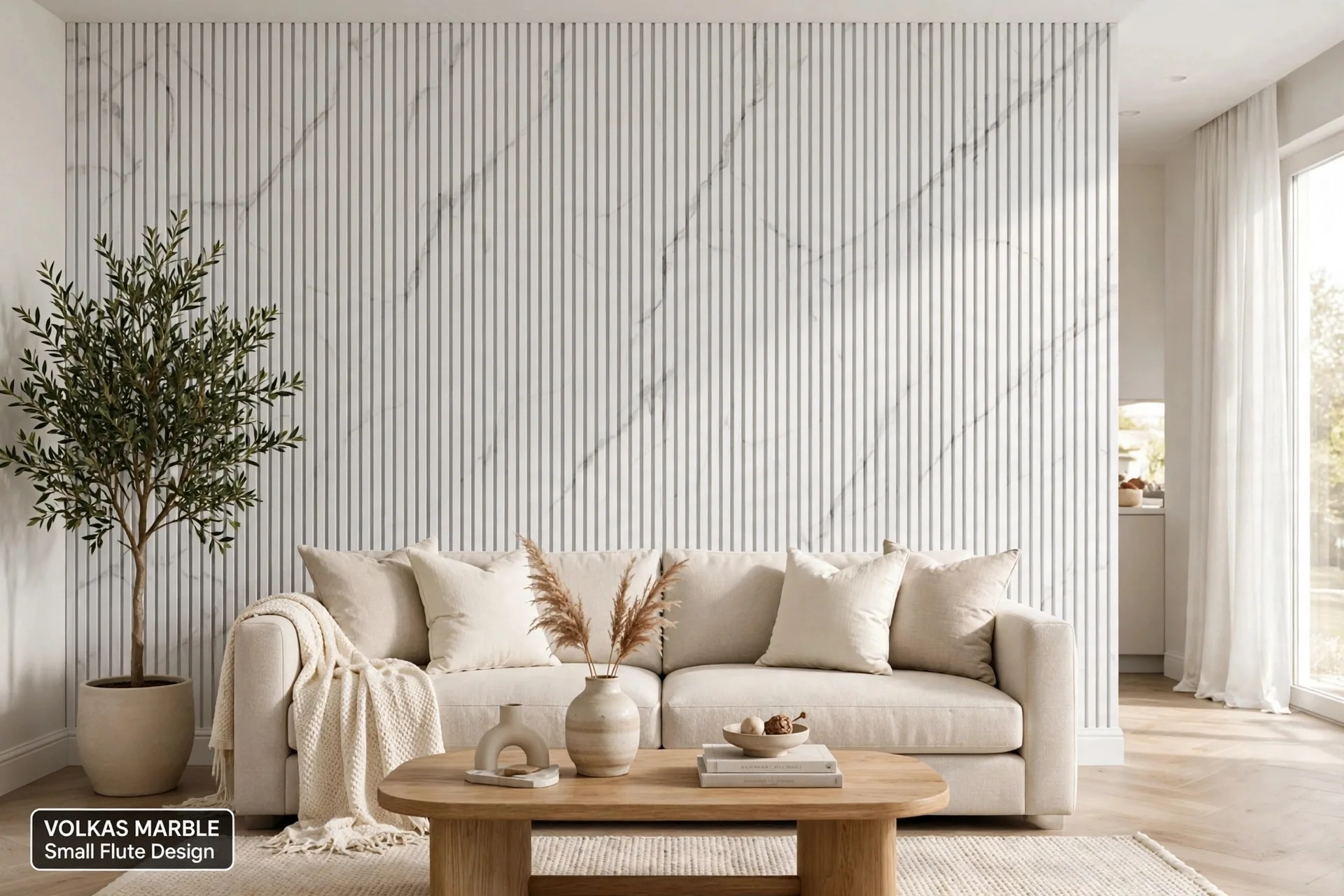 Volkas Marble — Luxury wpc fluted wall panels — 2750*188mm — laid by Afeef Maimun, Nairobi and Mombasa