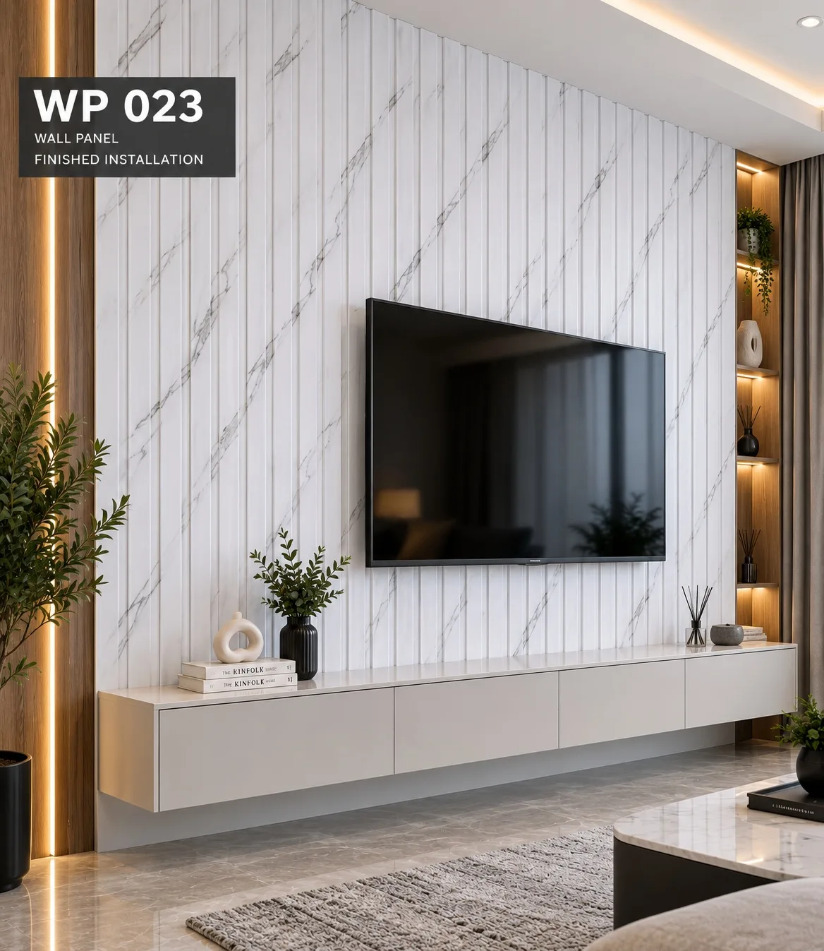 WP-023 Pearl Glow — Elite wpc fluted wall panels — 2900*160*20mm — laid by Afeef Maimun, Nairobi and Mombasa