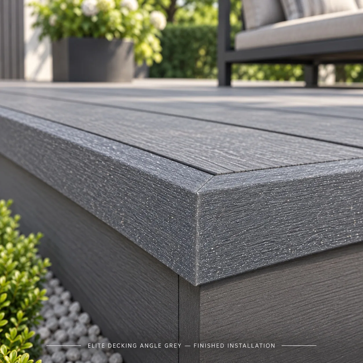 WPC Decking Angle- Grey — Elite wpc decking — 2200*45*45mm — laid by Afeef Maimun, Nairobi and Mombasa