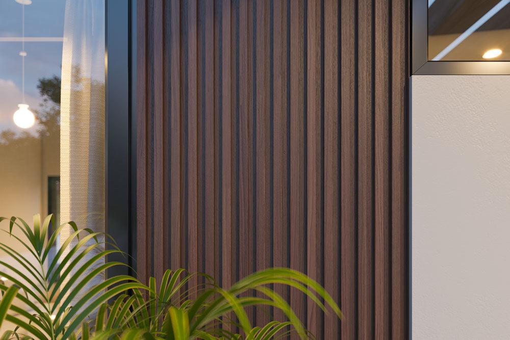 Luxury WPC Outdoor Wall Panel – Mahogany — Luxury outdoor wpc wall panels & cladding — 2900 × 219 × 28mm — supplied by Afeef Maimun, Nairobi and Mombasa