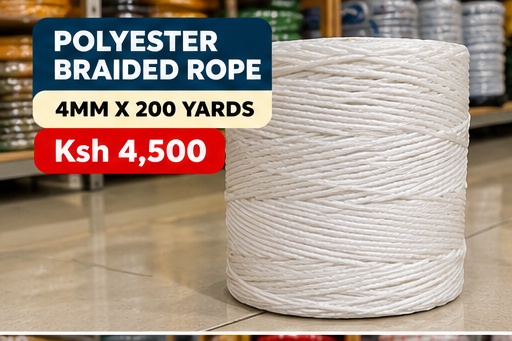 Braided Polyester Rope 4 mm — 200 yd — ropes & cordage — 4 mm × 200 yd — supplied by Afeef Maimun, Nairobi and Mombasa