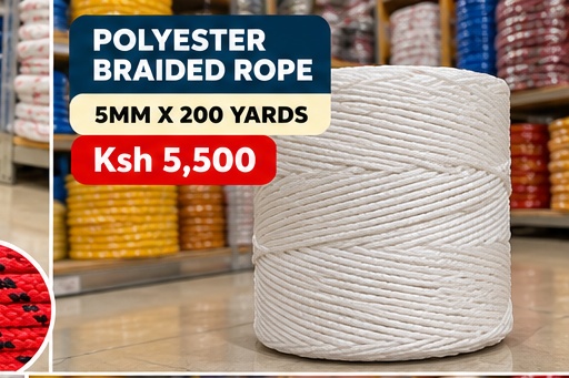 Braided Polyester Rope 5 mm — 200 yd — ropes & cordage — 5 mm × 200 yd — supplied by Afeef Maimun, Nairobi and Mombasa