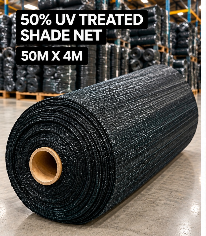 50% UV Treated Shade Net - Black (50 m x 4 m) — shade nets — 50 m x 4 m — supplied by Afeef Maimun, Nairobi and Mombasa