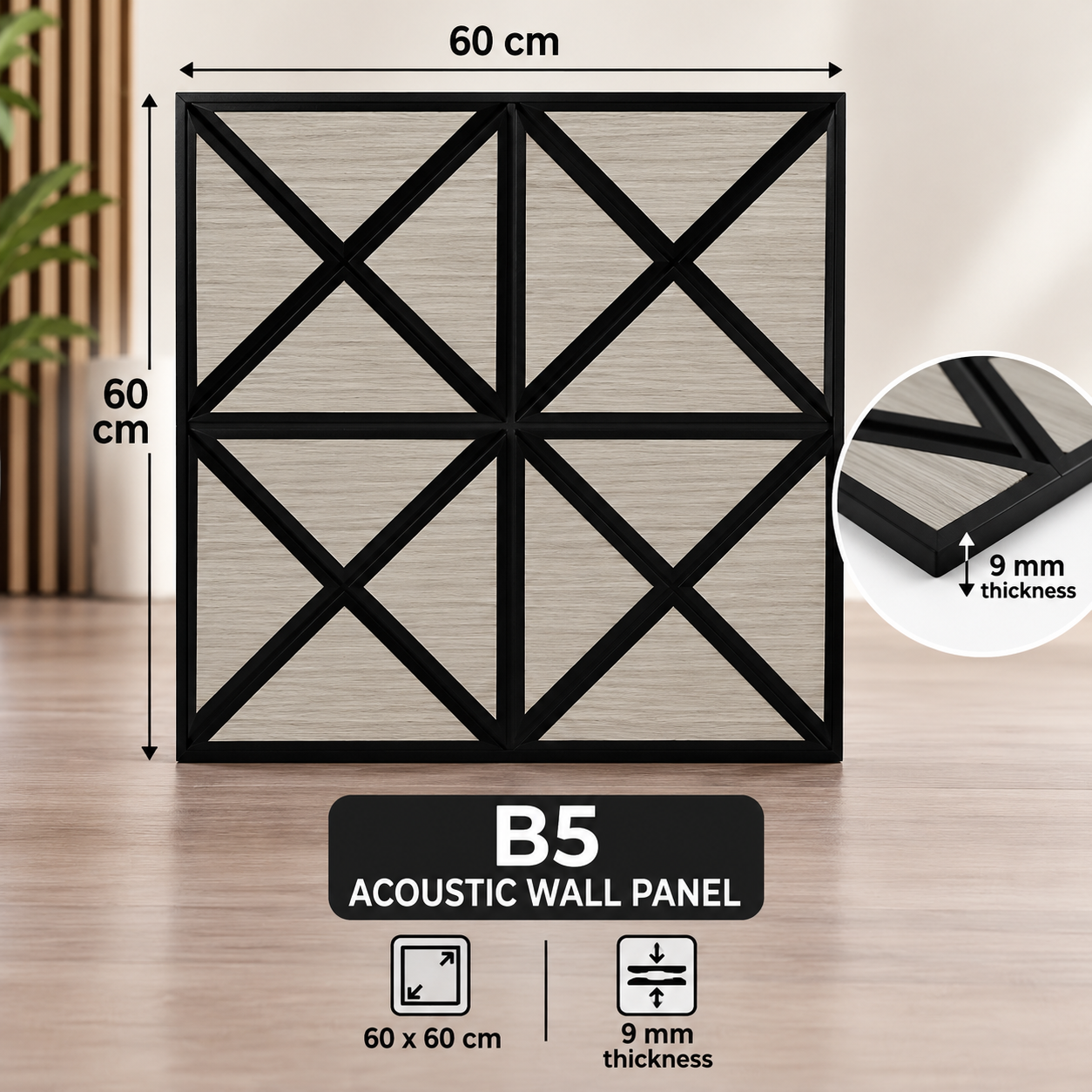 B5 Acoustic Wall Panel — afeef acoustic panels — 600 × 600 × 9 mm — supplied by Afeef Maimun, Nairobi and Mombasa