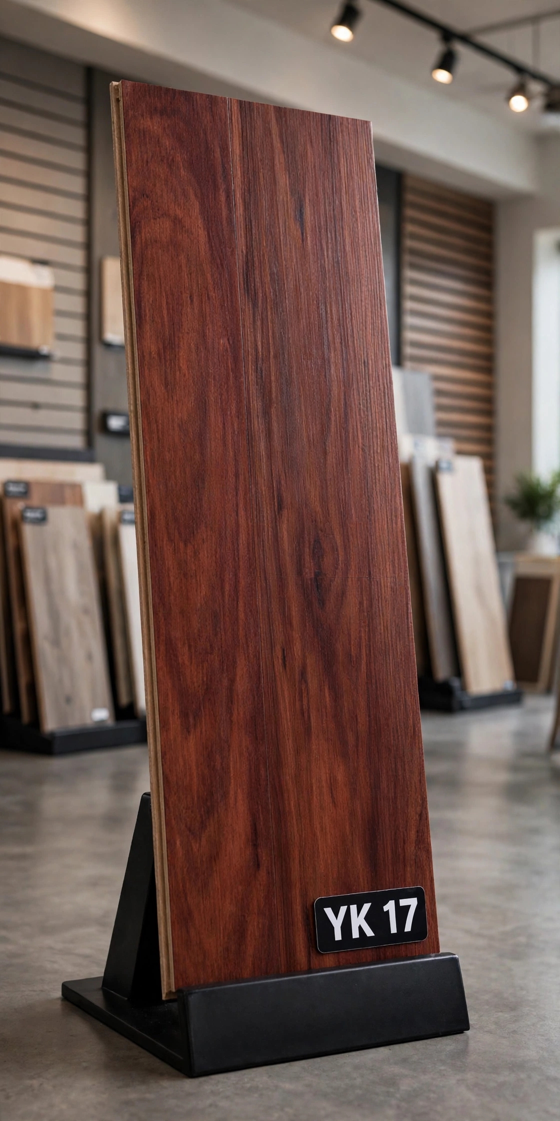 YK017 Luxury Vinyl Dry Back Flooring – Dark Mahogany Wood — Luxury spc flooring — 914.4 × 150mm × 2.5mm — supplied by Afeef Maimun, Nairobi and Mombasa
